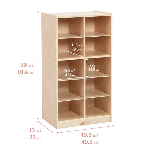 ECR4Kids 10 Cubby Mobile Tray Storage Cabinet, 5x2, Classroom Furniture, Natural - Image 4