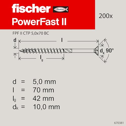 Fischer Powerfast Ii 5.0X70 Sk Tx Tg Blvz 200 Pezzi - 2