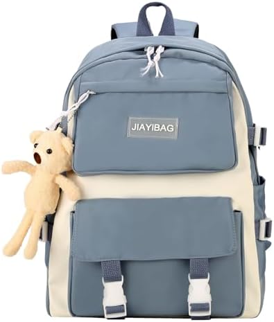 TSLBW Kawaii Backpack with Kawaii Pin and Accessories, Canvas Backpacks, Cute Kawaii Backpack Large Capacity