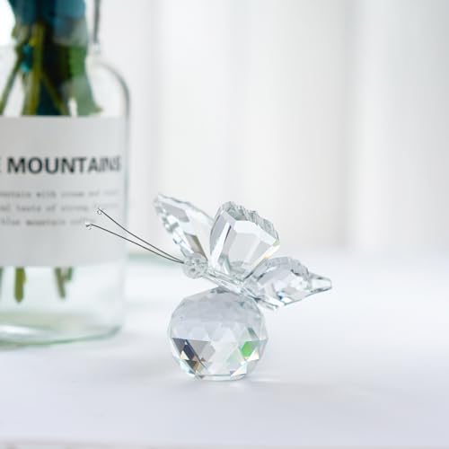 H&D Crystal Flying Butterfly with Crystal Ball Base Figurine Collection Cut Glass Ornament Statue Animal Collectible (Clear) - Image 5