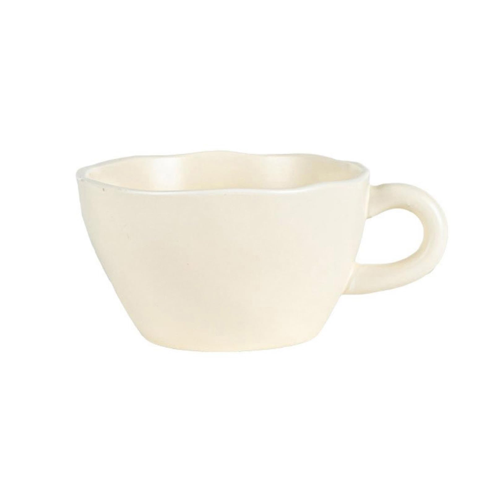 CAPIJIONG Kremowy ceramiczny kubek do kawy na śniadanie, wykwintna popołudniowa herbata-kremowy biały kubek z szerokim otworem 300 ml