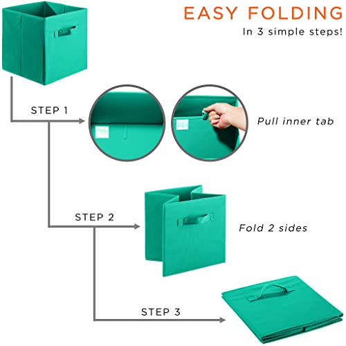 Sorbus® Foldable Storage Cube Basket Bin (6 Pack, Teal) #TOP3