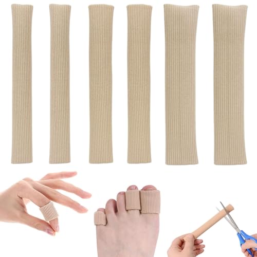 6 Piezas Protector Dedos Pie, 15cm Tubos de Dedo de Pie de Silicona, 3 Tamaños Vendaje de Tubo de Protección, Protector de Almohadilla de Gel Suave Cortables para Eliminar Callos Ampollas (S, M, L)