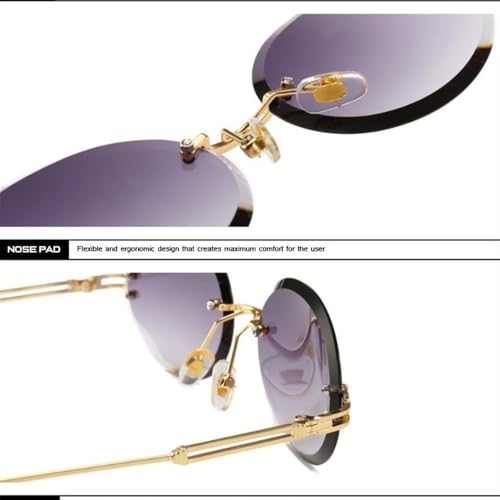 Lunettes de soleil de luxe sans monture style steampunk ovale rétro chic