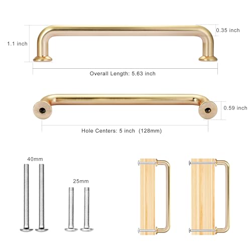 Malimali 10 Pack 5 Inch Brushed Brass Kitchen Cabinet Handles Copper Gold Cabinet Pulls Antique Dresser Drawer Pulls Farmhouse Kitchen Hardware for Cabinets Cupboard Closet by Malimali - Image 2