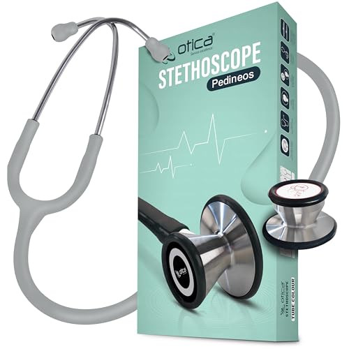 Image of OTICA Pediatric Stethoscope - Dual-Head Stainless Steel Chestpiece with Tunable Diaphragms, 29 inch Tube, Soft Ear Tips - Medical Stethoscope for Children, Infants & Neonatal Use (Grey)