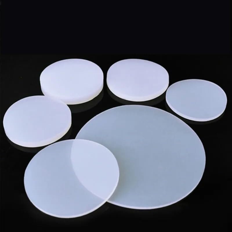 Lámina de goma VMQ redonda blanca de 125mm x 1mm para juntas de estanqueidad
