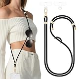 X-Lounge Phone Lanyards For Around The Neck, Crossbody Cell Phone Strap with Premium Metal Buckles Universal Neck Strap Holder with Clear Phone Patches For All Smartphones-Black