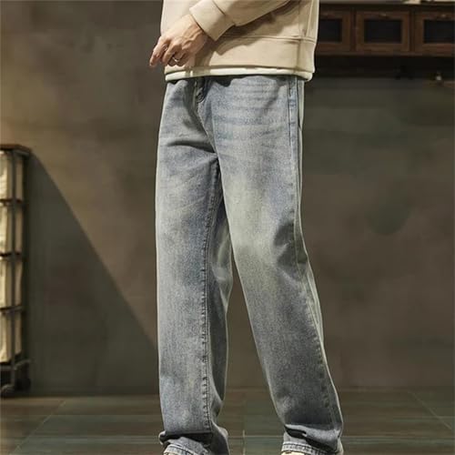 Men's Blue Jeans – Wide Leg Loose Straight Denim Pants, Cotton Casual Streetwear Trousers4