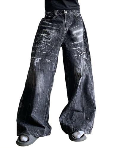 Y2K Streetwear Denim Pants for Men Baggy Wide Leg Loose Fit Hip Hop Style Skater Jeans2