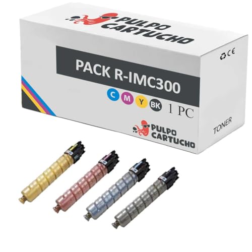 Pulpo Cartucho   Pack 4 Toner Genérico IMC300 Compatible con Ricoh IM C300 / 842382 / 842383 / 842384 / 842385   Valido para Impresoras IM C300, IM C300F