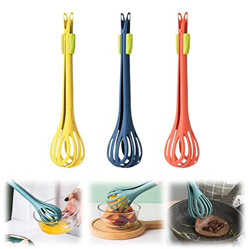 2 In 1 Food Clip & Egg Whisk, 2023 New Multi Function Egg Beater, Bread Clip Manual Blender, Handheld Plastic Bread Clip, Multifunctional Kitchen Tool For Salad Mixer Eggs Pasta Food (3 Pcs) #TOP1