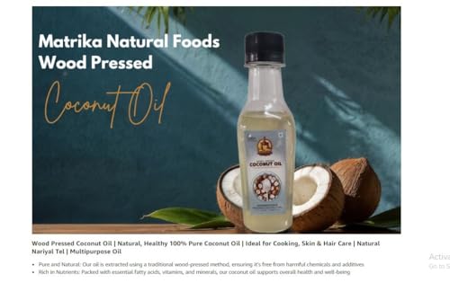 Image of SARV MATRIKAA Pure Wood-Pressed Coconut Oil - 500ml | Cold Pressed & Natural - No Preservatives - For Hair, Skin & Cooking - Virgin Grade