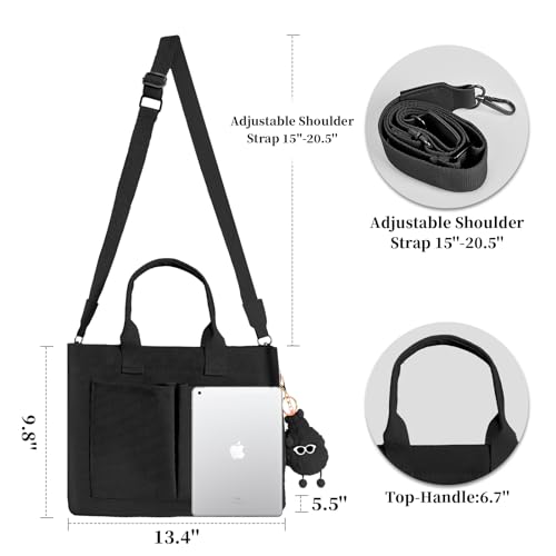 13.4" Gosect Women's Canvas Multi-Pocket Convertible Tote & Crossbody Shoulder Bag (2 Colors) - image 6