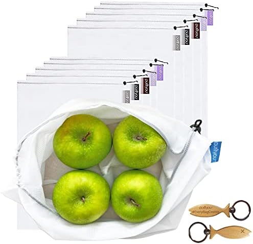 purifyou Premium Reusable Produce Bags, Set of 10 Extra Large (12x20), Farmers Market Bag, Washable Grocery Bag, Sustainable Gift Bag, Kitchen Storage for Food, Fruits, Vegetable and Grocery Organizer