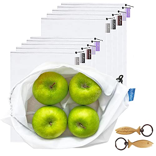 Purifyou Premium Reusable Produce Bags, Set Of 10 Extra Large (12X20), Farmers Market Bag, Washable Grocery Bag, Sustainable Gift Bag, Kitchen Storage For Food, Fruits, Vegetable And Grocery Organizer #TOP5