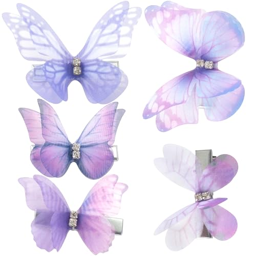 Pinzas de mariposa 3D moradas 5 piezas