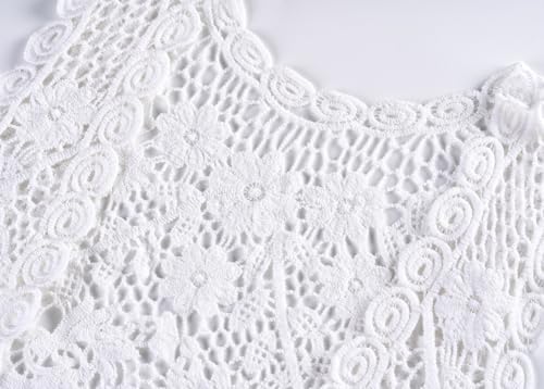 Image of Girls Crochet Vest Cardigan with Fringe V-Neck Sleeveless Boho Vest Hollow Out Cardigan