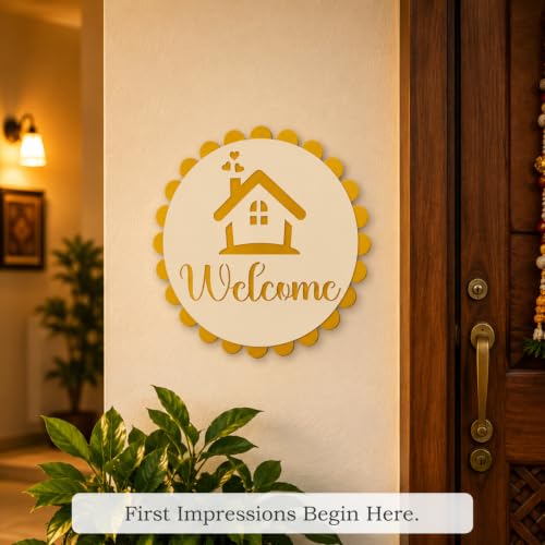 Image of Sehaz Artworks Welcome Home Wall Decor Items for Living Room 28x28 CM