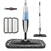 Balais Serpillère, Bellababy Spray Mop avec 3 Tampons de Vadrouille de Rechange, Balai Plat pour la Maison, la Cuisine, le Bois dur, le Stratifié, le Bois, la Céramique, 450 ml (Gris)