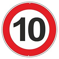 Pubblimania Maximale Geschwindigkeit 10 km Verkehrsschilder aus Aluminium, rund, 3 mm dick, für den Außenbereich Ø 30 (maximale Geschwindigkeit 10 km)