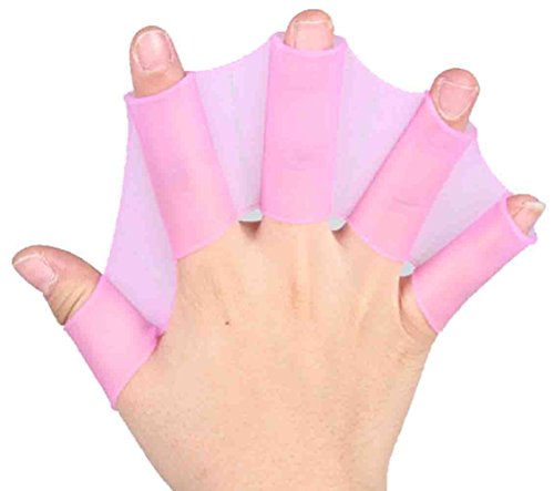 DATO 1 Pair of Silicone Hand Swimming Finger Webbed Gloves Paddle Flippers Gear Swim Palm Fins for Adults and Kids