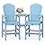 VINGLI Tall Adirondack Chairs Set of 2, HDPE Balcony Chair with Double Connecting Tray Weather Resistant Outdoor Bar Stools for Patio Deck Lawn Pool Backyard (Blue)