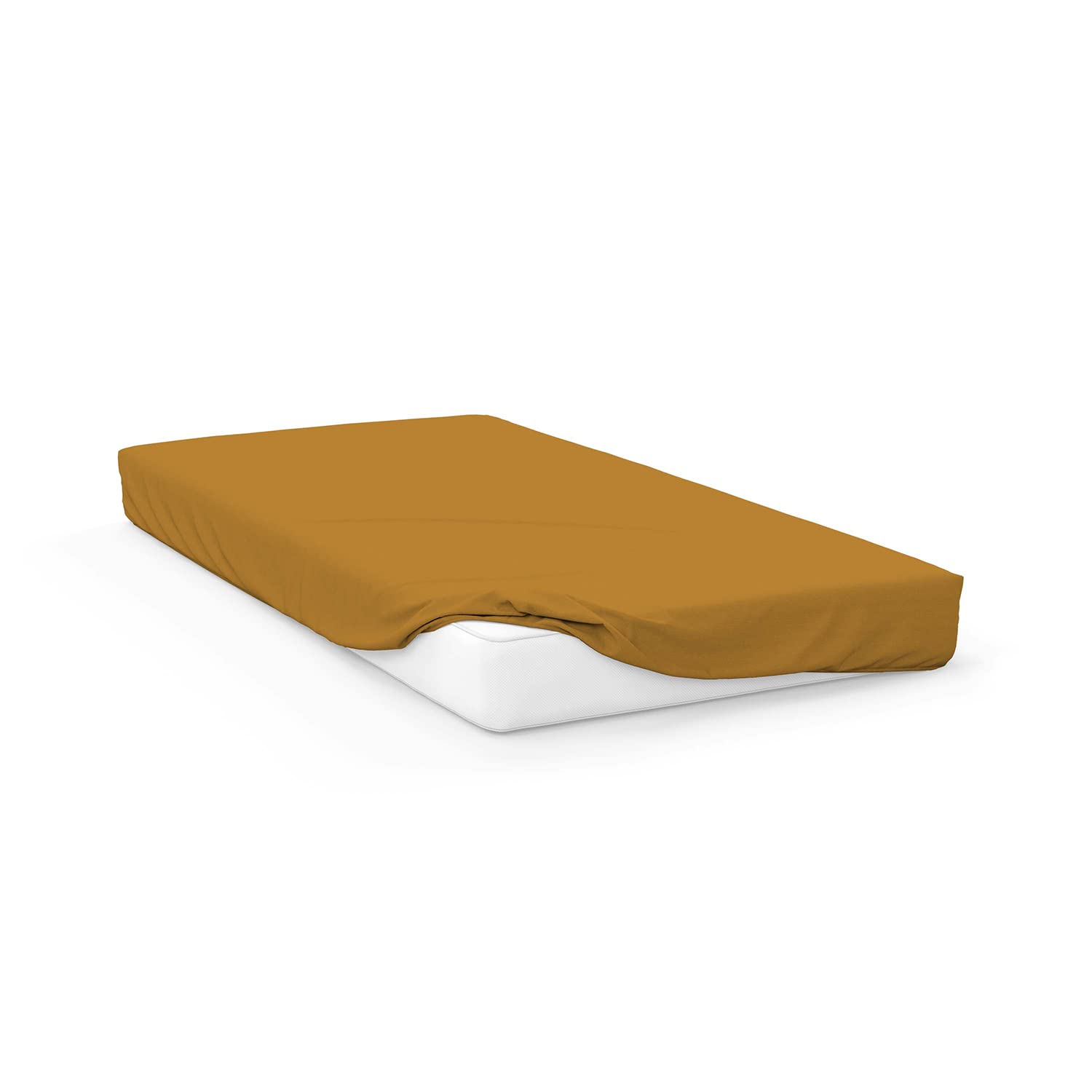 Soleil d'ocre, Fitted Sheet, Cotton 57 Threads, Mustard, 90 x 190 cm - Image 2