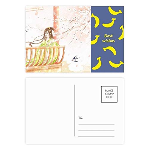 Carte postale aquarelle de collection style chinois set de 20 pièces multicolores