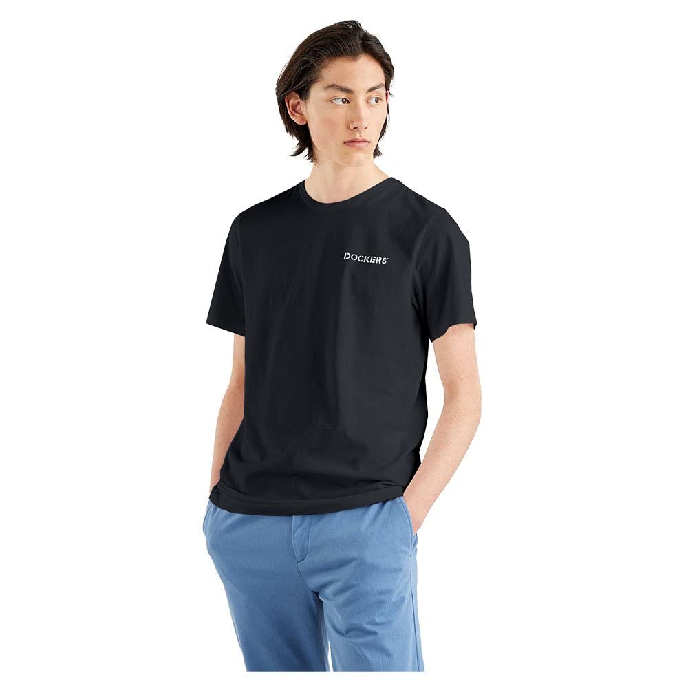 Dockers Men's Logo Tee T Shirt, Black + Stencil, L UK