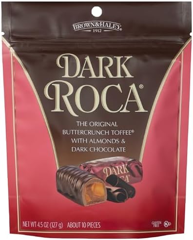 Almond Roca Pack of 1-4.5oz Individually Wrapped Dark Chocolate Candy - Buttercrunch Toffee with Almonds Covered in Chocolate - Gluten Free, Kosher, Chocolate