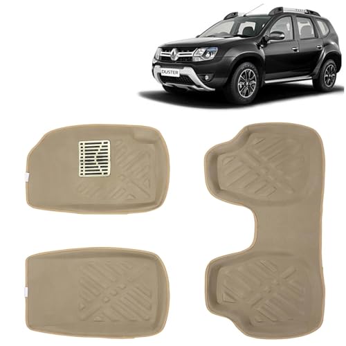 Kingsway 3D/4D Car Floor Mats For Renault Duster, Model Year : 2014 Onwards, Color : Beige, Pvc, 1 Set