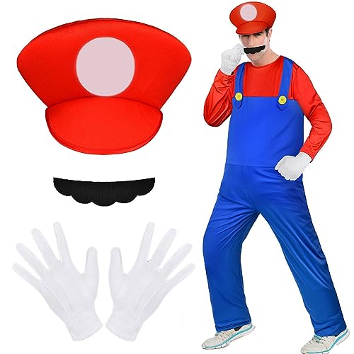 Aomig Disfraz Mario Bros, 4pcs Set de Accesorios Mario y Luigi