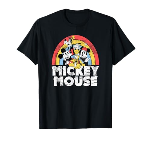 T-shirt Mickey Disney vintage arc-en-ciel | Haut imprimé personnage rétro