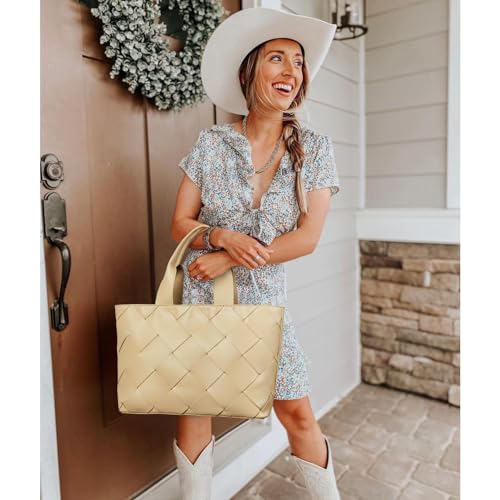 BOSTANTEN Woven Tote Bag for Women Top Handle Purses and Handbags Shoulder Crossbody Purse With Zipper2