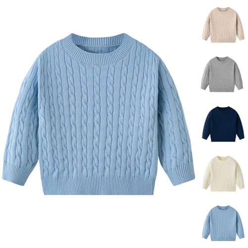 Boys Girls Cozy Solid Color Sweaters Crewneck Long Sleeve Kids Fall Winter Cable Knit Pullover Jumper Tops for 3-8 Years2