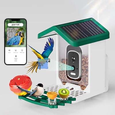 Smart Bird Feeder with Camera Solar Powered, 2.5K HD AI Identify Species, Smart Bird House with Cam, Auto Capture Animal Videos, Instant Notifications, Gift for Animal Lovers and Mom Dad (Green)