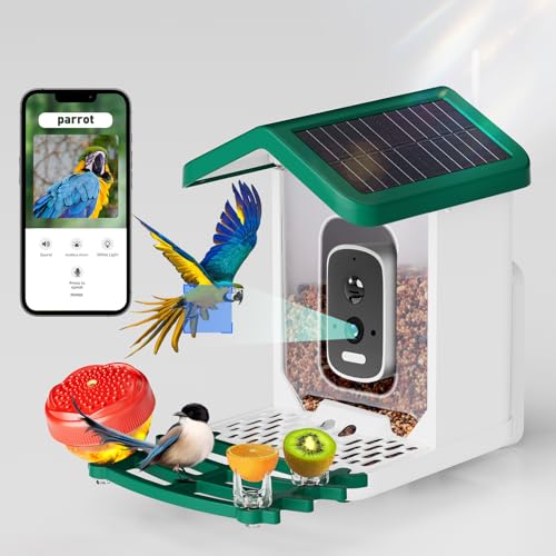 Smart Bird Feeder with Camera Solar Powered, 2.5K HD AI Identify Species, Smart Bird House with Cam, Auto Capture Animal Videos, Instant Notifications, Gift for Animal Lovers and Mom Dad (Green)