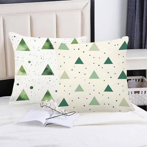 Coussin canapé vert géométrique haut de gamme lot de 4 housses 30x30 lin imperméable
