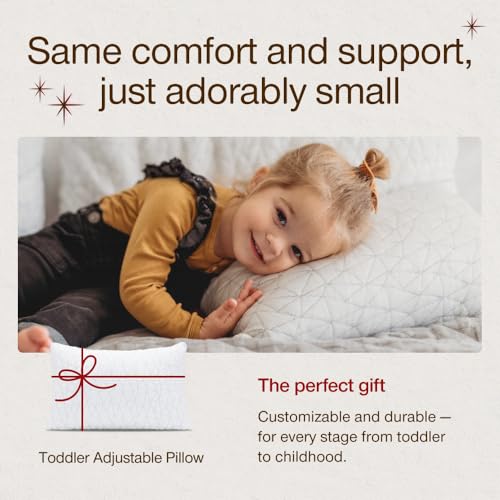 Image of Coop Home Goods Original Toddler Adjustable Pillow, Soft, Breathable, 19 inch x 13 inch Washable Mini Bed Pillow with Premium Memory Foam and Zippered Cover, CertiPUR-US /GREENGUARD Gold