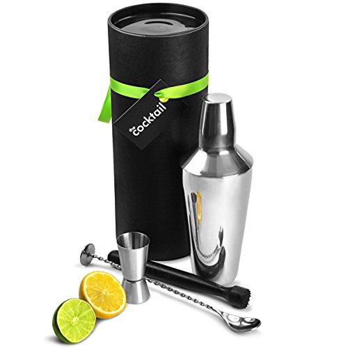 Cocktail Store The Cobbler Cocktail Gift Set | Cocktail Making Set with Manhattan Cocktail Shaker, Muddler, Mixing Spoon & Jigger Measure