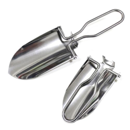 Gettimore Pala da giardino in acciaio inox portatile pieghevole strumento per avventure di campeggio