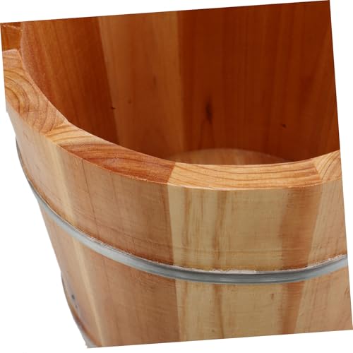 Cubo portátil de madera rústica para spa de pies miniatura 3