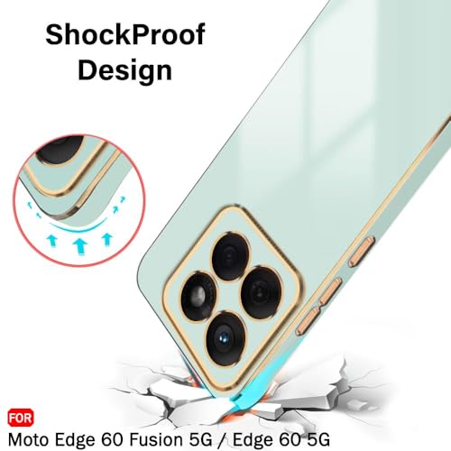 Image of TheGiftKart Luxurious Golden-Plated Back Cover Case for Motorola Moto Edge 60 Fusion 5G / Edge 60 5G | Raised Lips for Camera & Screen Protection | Shockproof Design | Stylish Back Cover (TPU, Green)