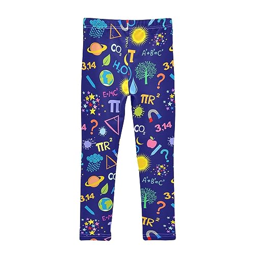 Wusikd Science Girls' Leggings Toddler Doodles Blue Colors Kids Yoga Pants Dance Active Tights 7-8T2