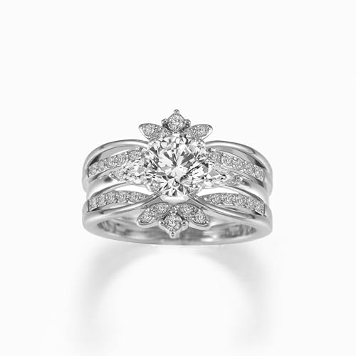 Luxury Wedding Ring Sets for Women 1.5CT Round AAAAA CZ White Gold Plated Engagement Ring Tungsten Wedding Band2