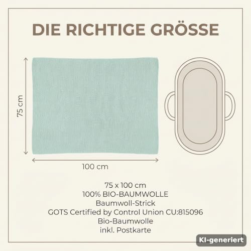 MOYO Babydecke Heller Eukalyptus I 75x100cm I Atmungsaktive Kuscheldecke aus 100% Baumwolle I Weiche Baby-Bettdecke für Junge & Mädchen I… – Ansicht 4