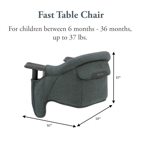 Image of Inglesina Fast Table Chair, Charcoal Gray Melange - Portable Baby High Chair - for Babies & Toddlers up to 37 lbs - Fits Tables 0.8'' to 3.5'' Thick - Compact & Easy to Use - Travel Bag Included