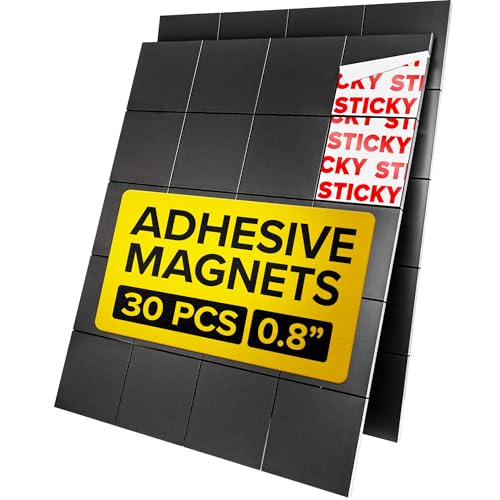 Quadrati magnetici autoadesivi (ciascuno 12,7 x 12,7 cm) – Magneti industriali flessibili – Fogli magnetici Peel & Stick – Il nastro è alternativa agli adesivi magnetici, striscia magnetica