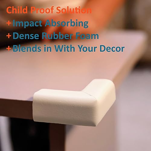 10-Pack Corner Protectors Baby Proof, Furniture Corner and Edge Safety Bumpers, Soft Rubber Foam Cushion Covers, 3M Taped Corner Guards, Baby Child Proofing Pads, Table Corner Protectors, Beige